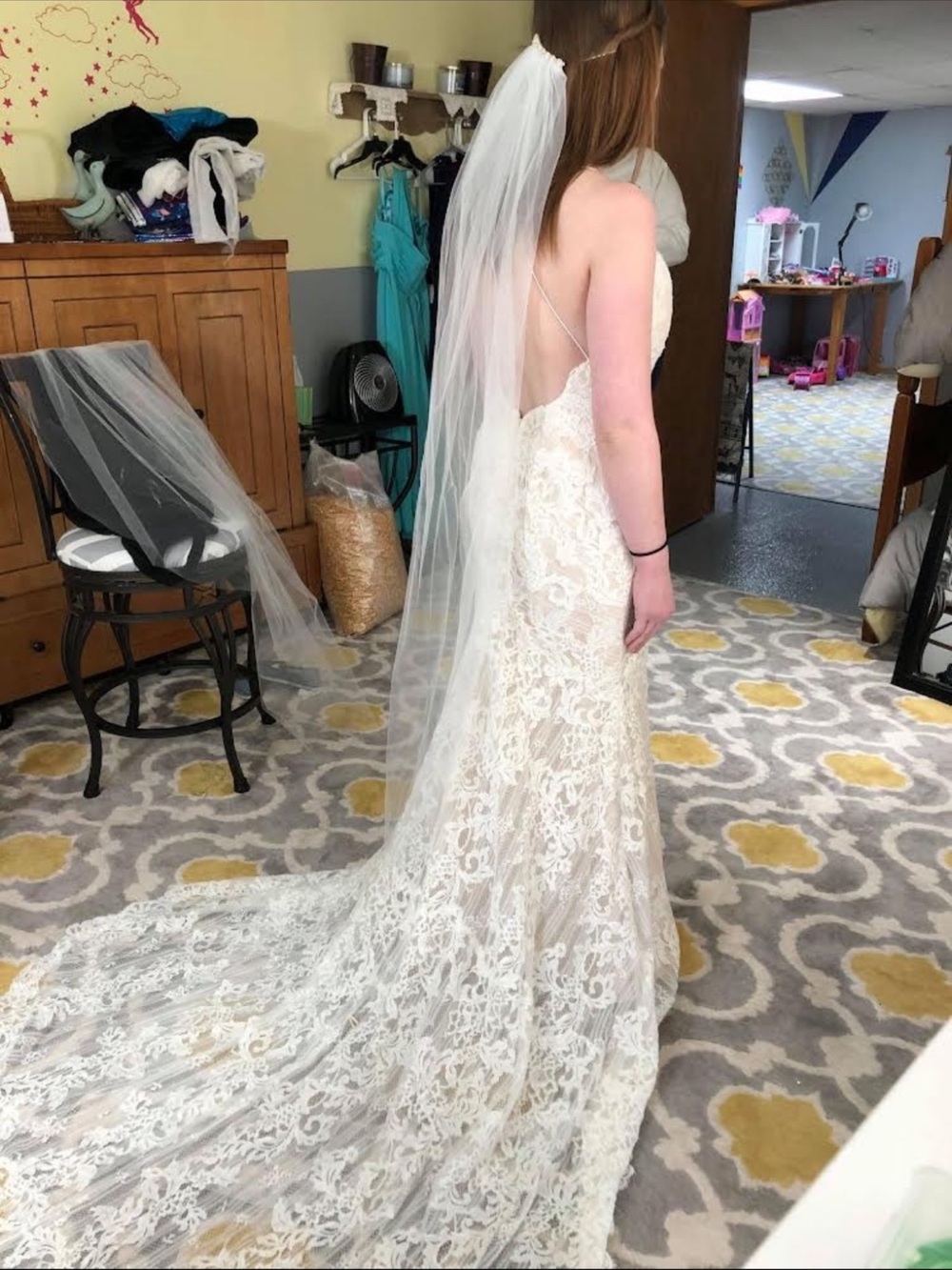 Watters Ivory Lace Spaghetti Strap Wedding Gown - Picture 3 of 5